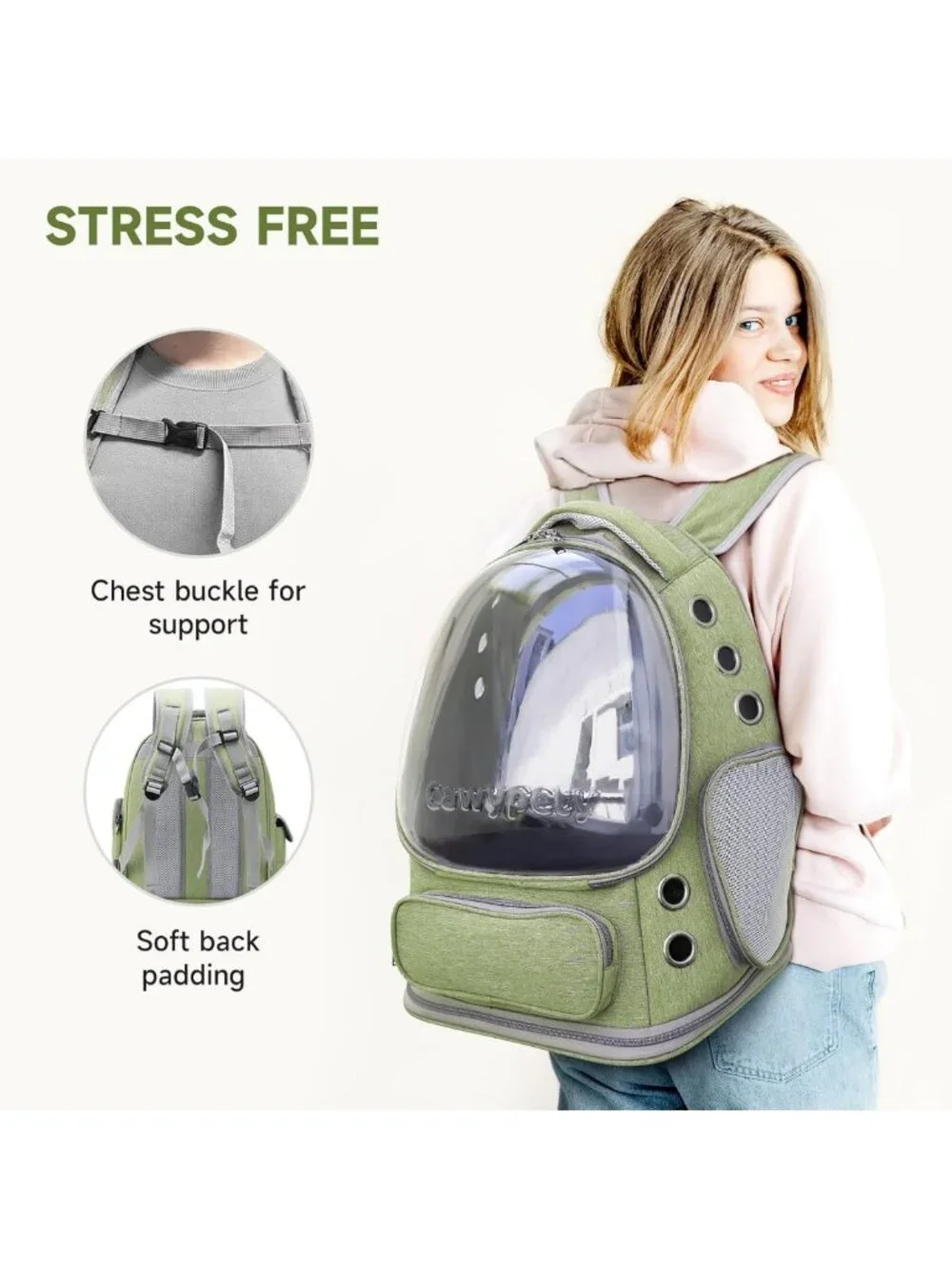 Breathable Bubble Cat Backpack Carrier - Large Space for Travel & Hiking